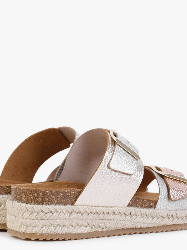 Irkan Gold Metallic Leather Espadrille Mules