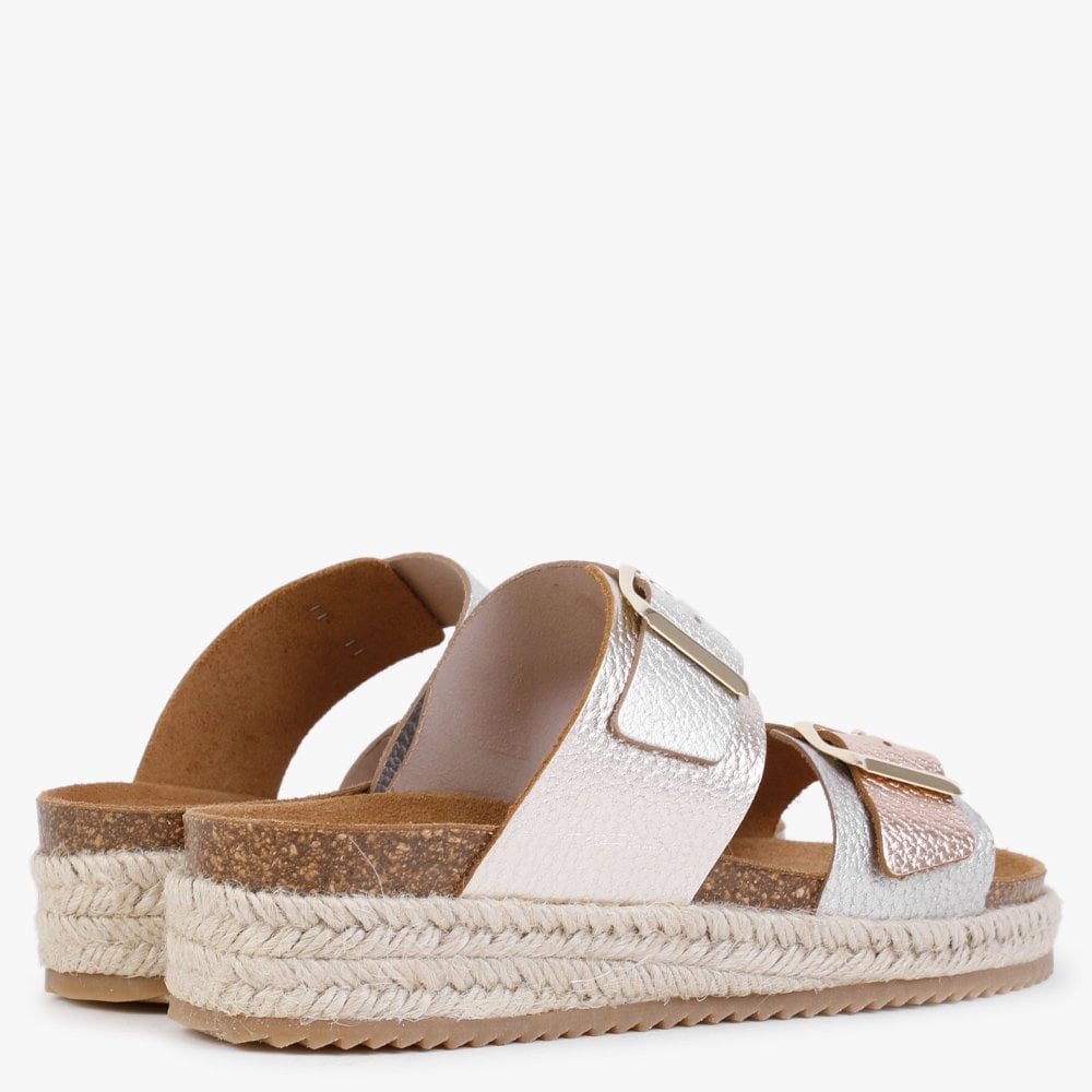 Irkan Gold Metallic Leather Espadrille Mules
