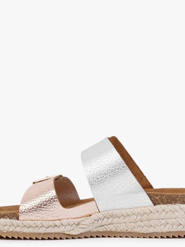 Irkan Gold Metallic Leather Espadrille Mules