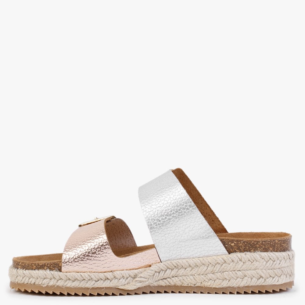 Irkan Gold Metallic Leather Espadrille Mules