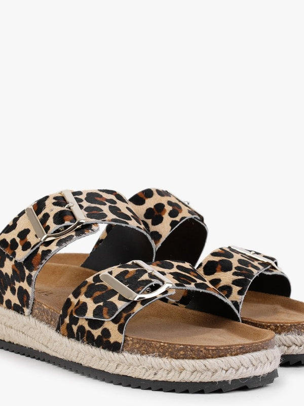 Irkan Leopard Calf Hair Espadrille Mules