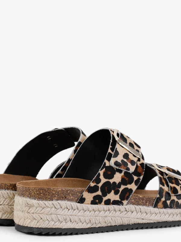 Irkan Leopard Calf Hair Espadrille Mules