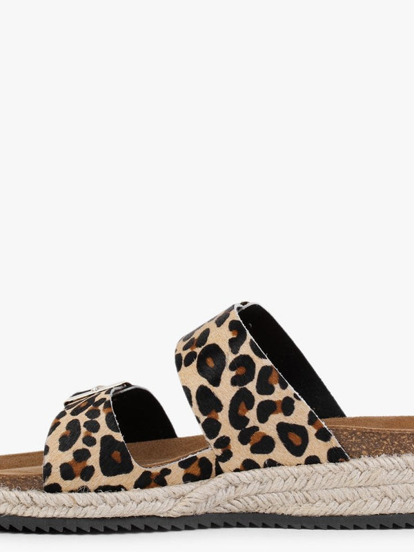 Irkan Leopard Calf Hair Espadrille Mules