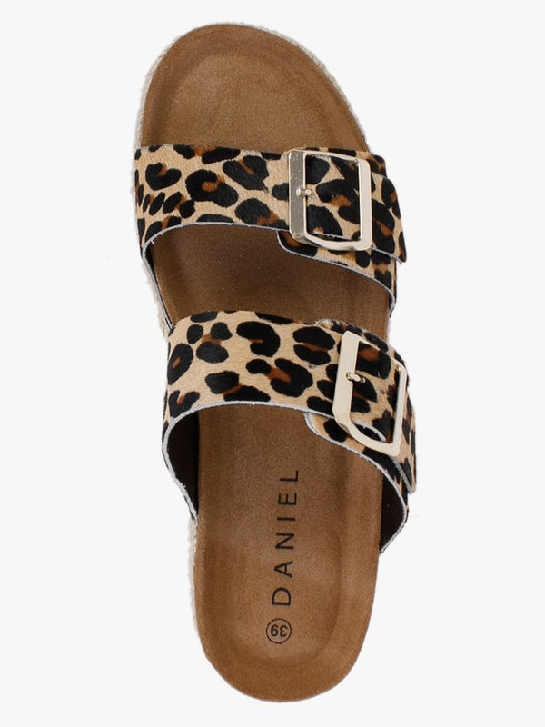Irkan Leopard Calf Hair Espadrille Mules