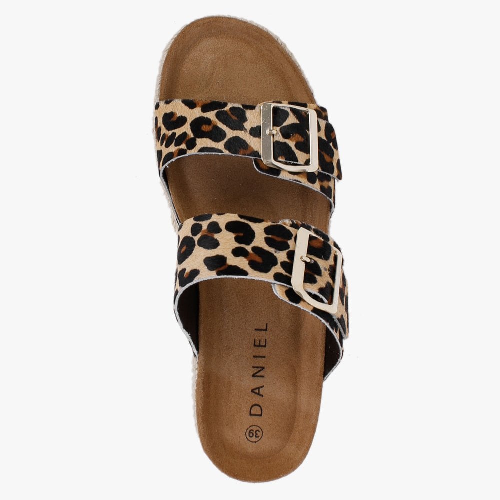 Irkan Leopard Calf Hair Espadrille Mules