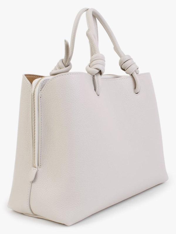 Dipped Beige Pebbled Leather Shopper Bag