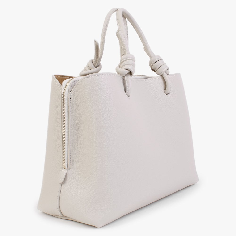 Dipped Beige Pebbled Leather Shopper Bag