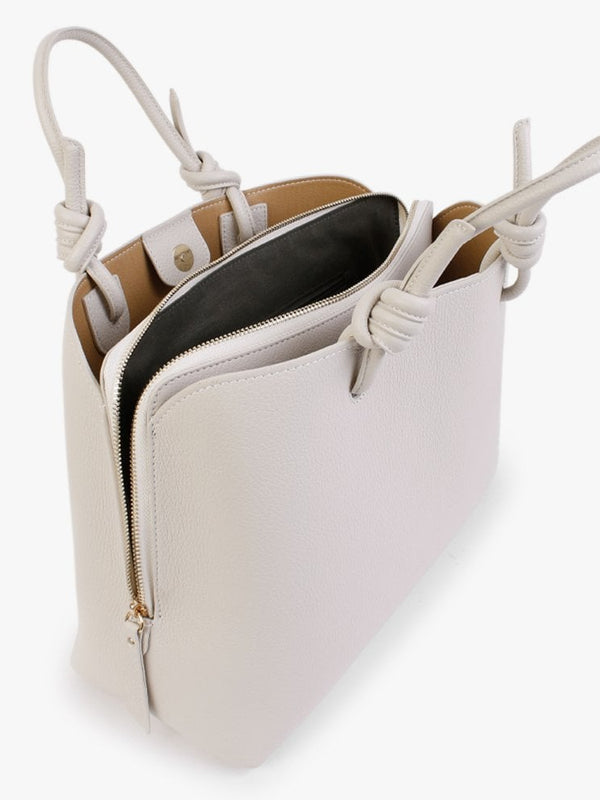 Dipped Beige Pebbled Leather Shopper Bag