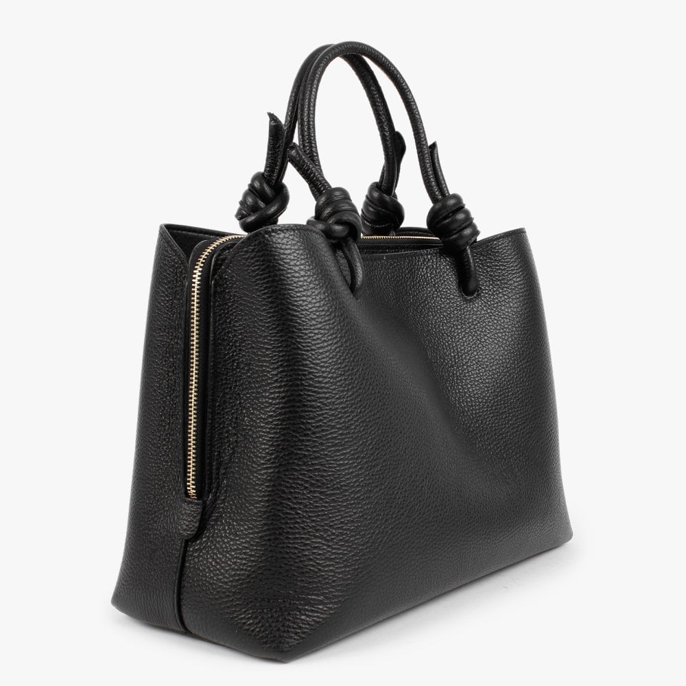 Dipped Black Pebbled Leather Shopper Bag