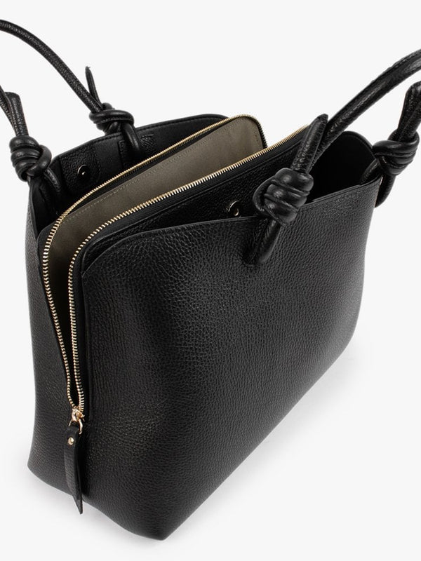 Dipped Black Pebbled Leather Shopper Bag