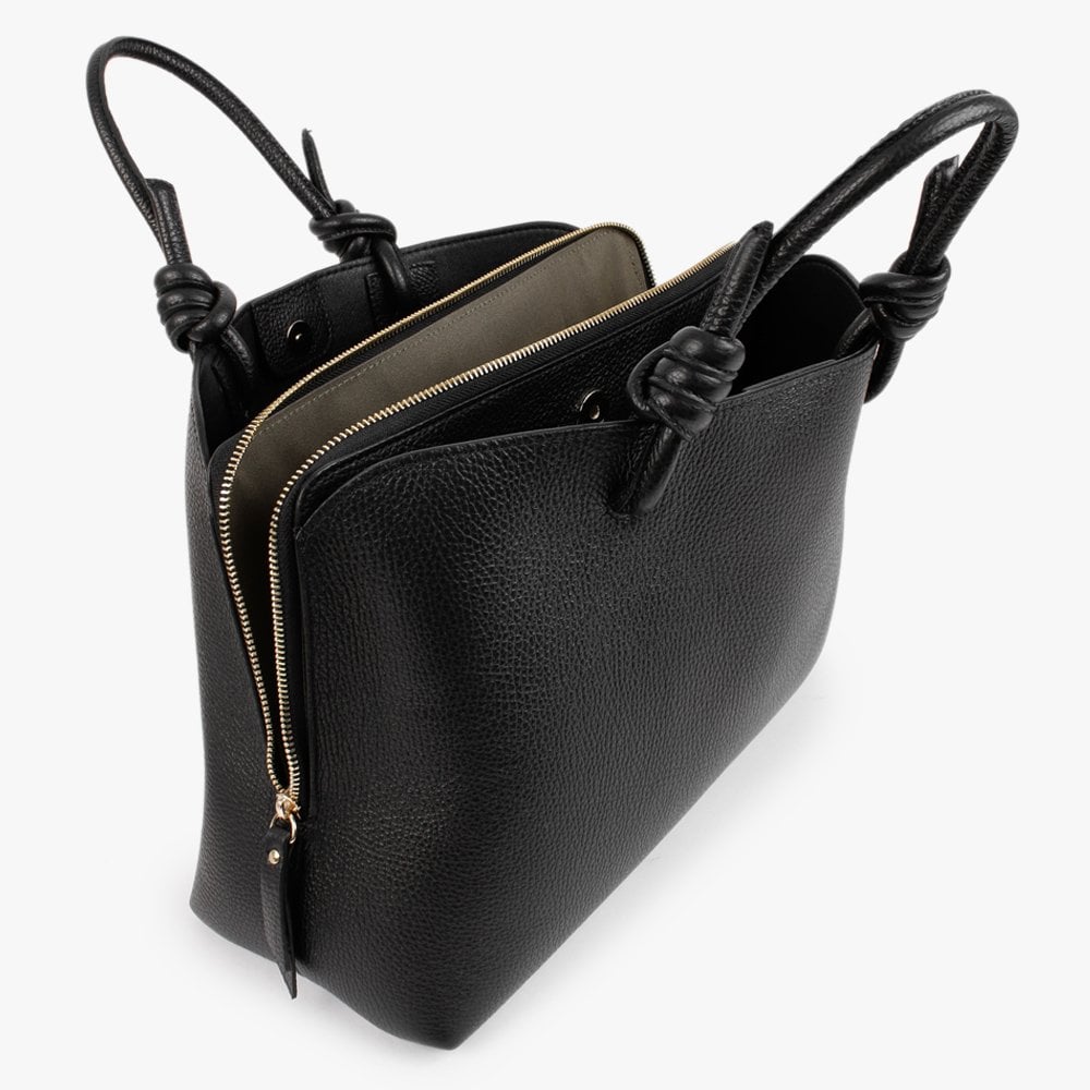 Dipped Black Pebbled Leather Shopper Bag