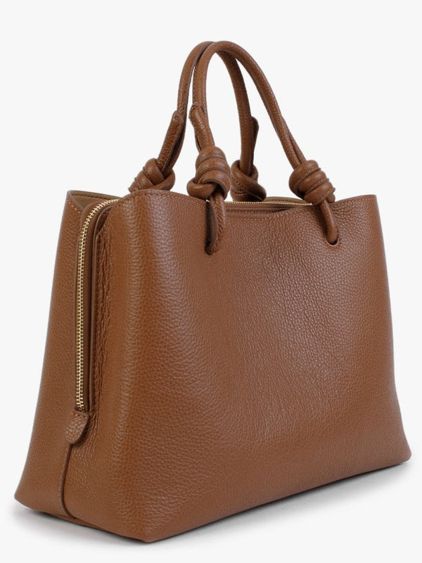 Dipped Tan Pebbled Leather Shopper Bag