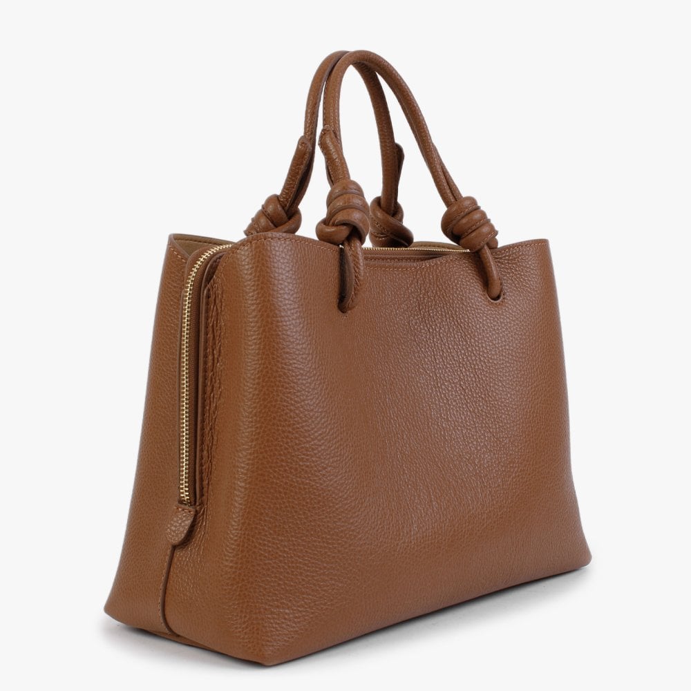 Dipped Tan Pebbled Leather Shopper Bag