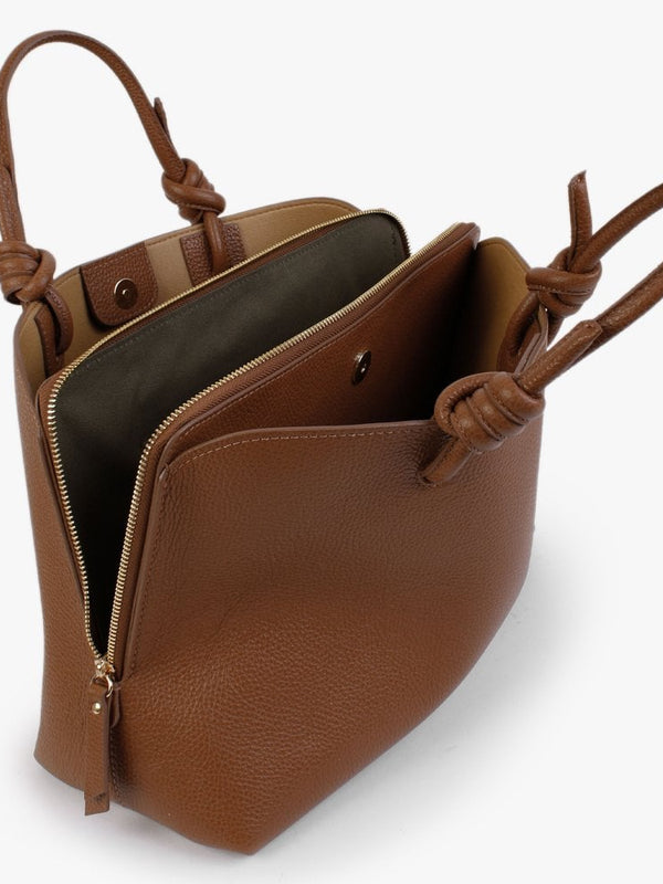 Dipped Tan Pebbled Leather Shopper Bag