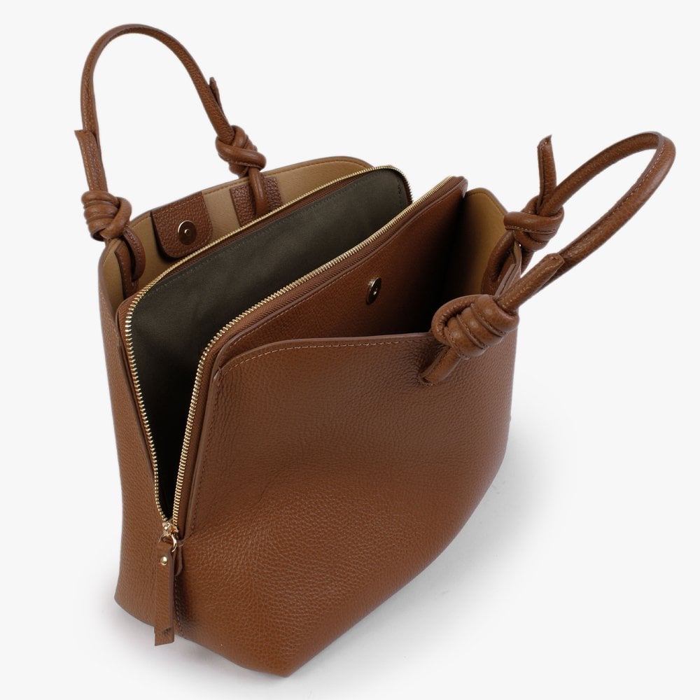 Dipped Tan Pebbled Leather Shopper Bag