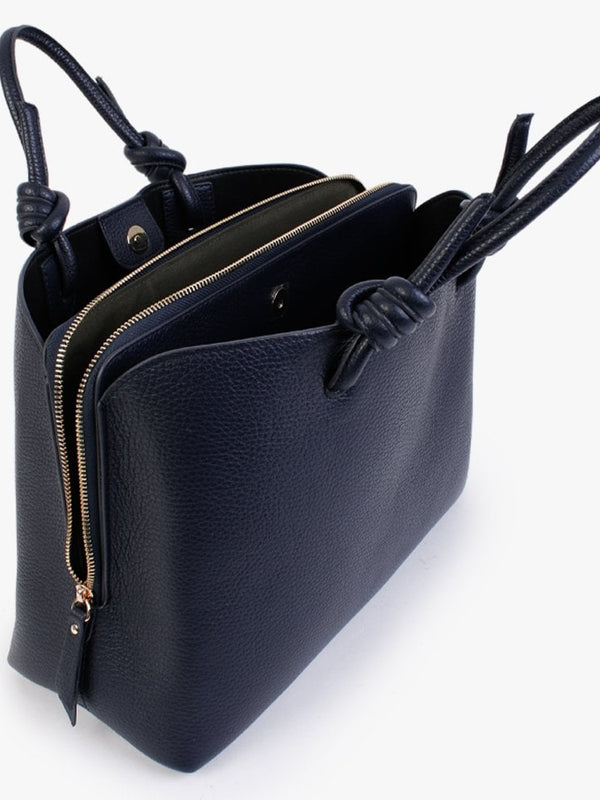 Dipped Navy Pebbled Leather Shopper Bag