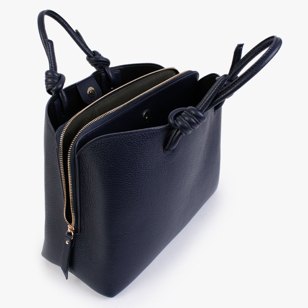 Dipped Navy Pebbled Leather Shopper Bag