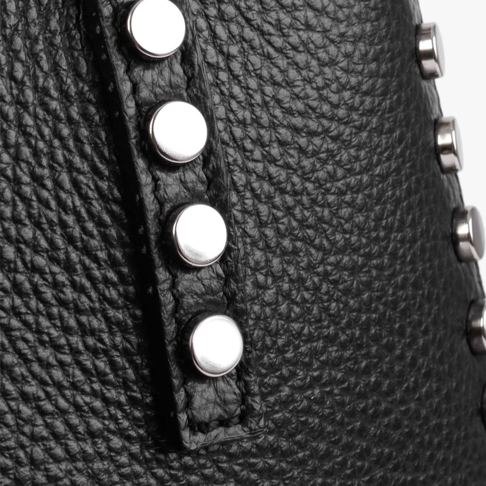 Dimooch Black Tumbled Leather Studded Tote Bag