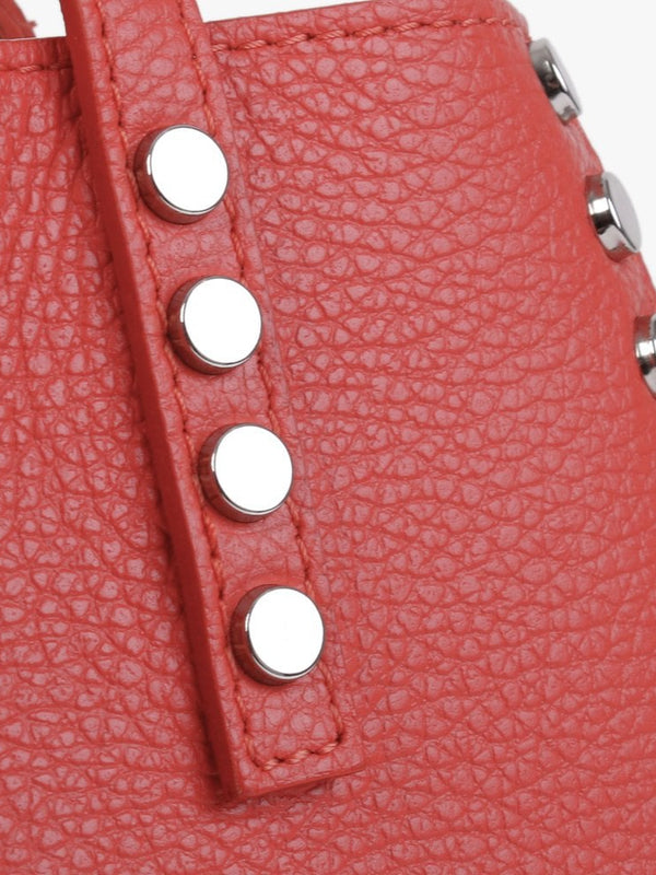 Dimooch Red Tumbled Leather Studded Tote Bag
