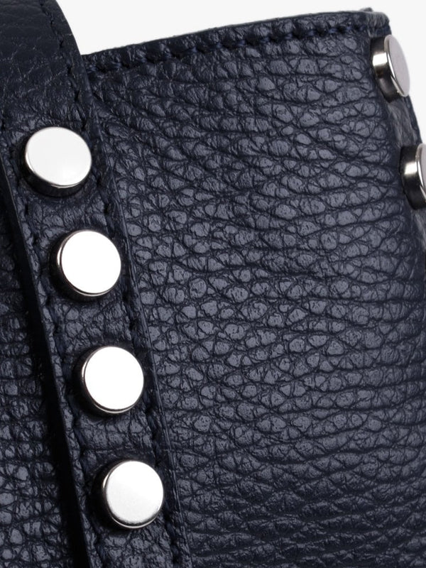 Dimooch Navy Tumbled Leather Studded Tote Bag