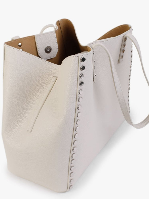 Dimooch Beige Tumbled Leather Studded Tote Bag