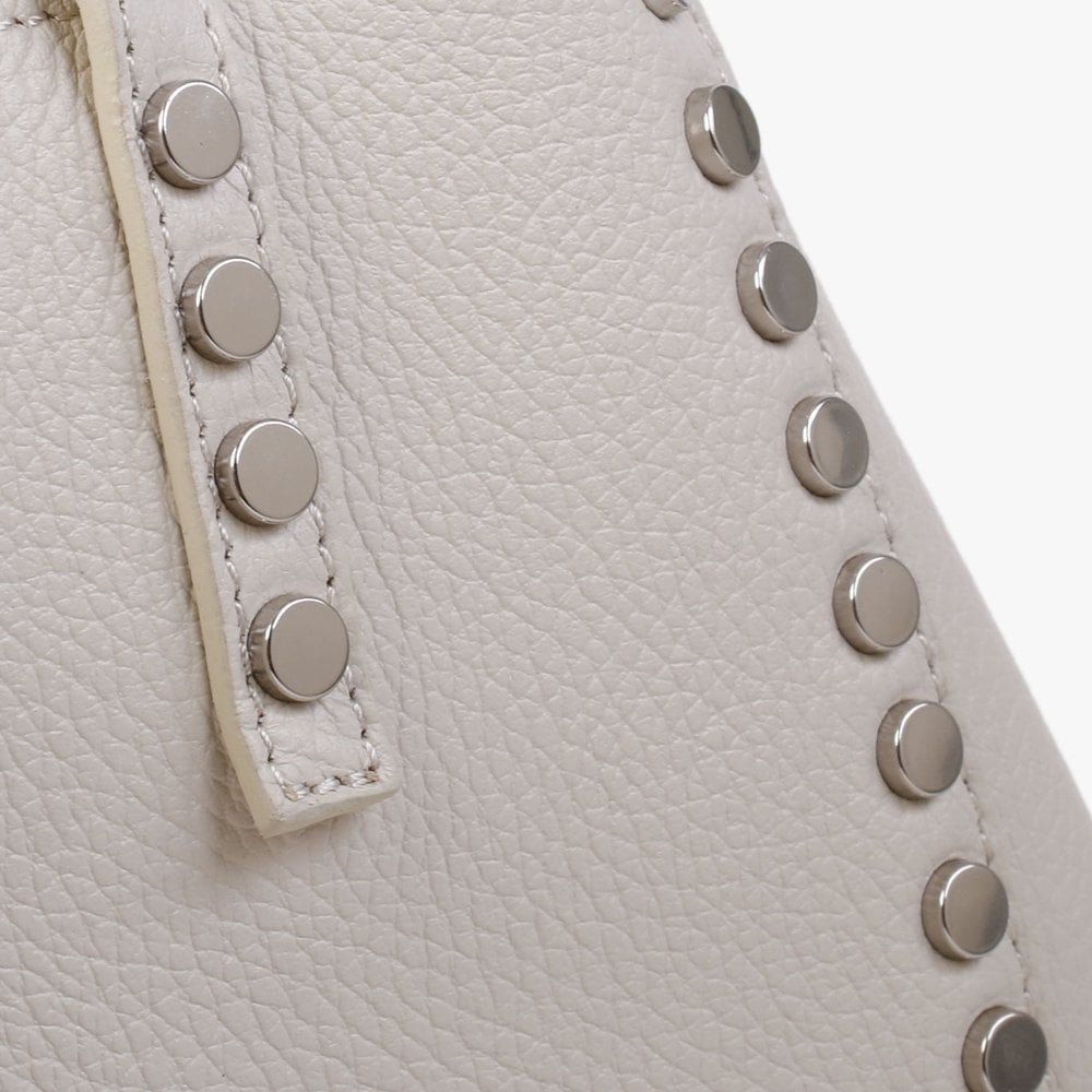 Dimooch Beige Tumbled Leather Studded Tote Bag