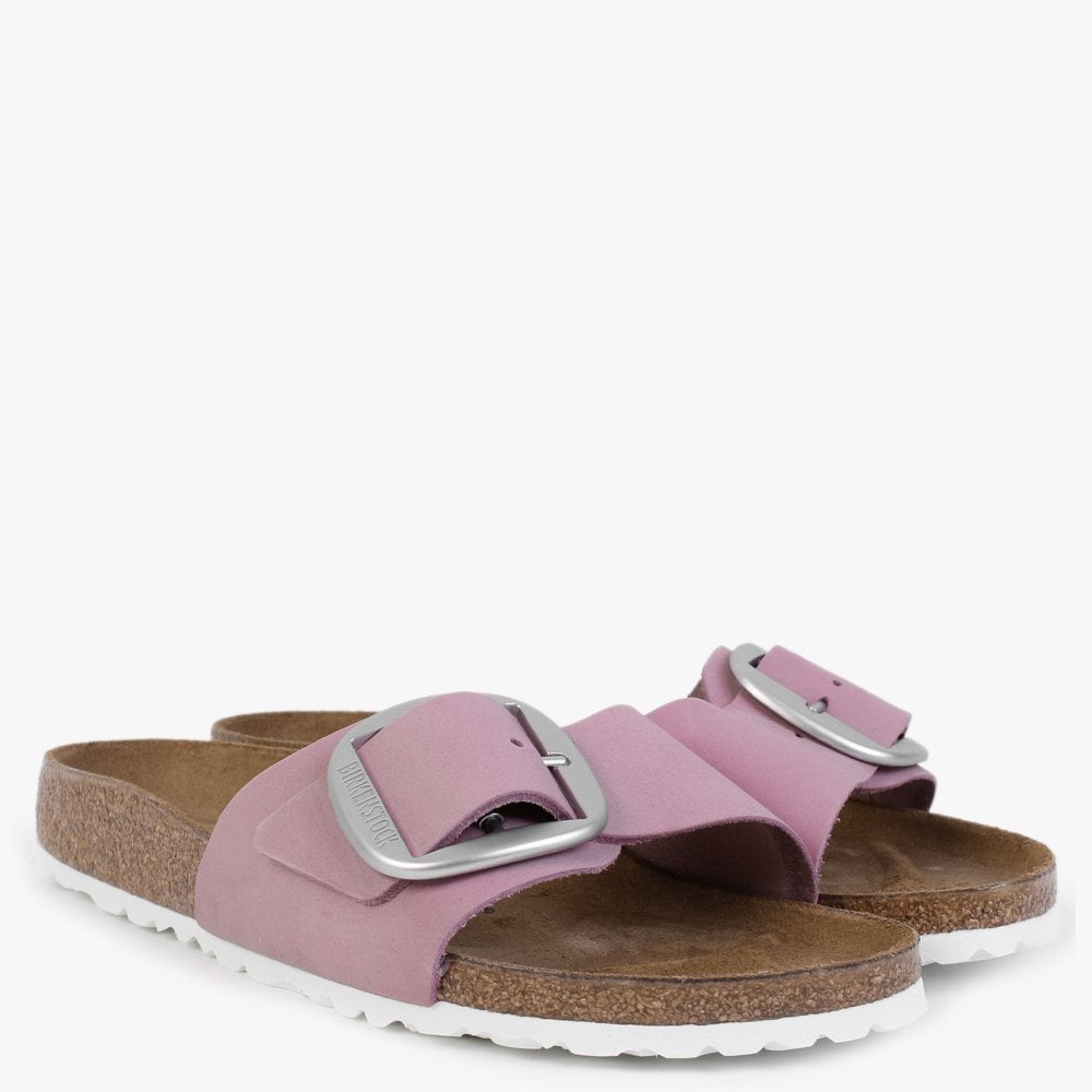 Madrid Big Buckle Orchid Nubuck Leather Mules