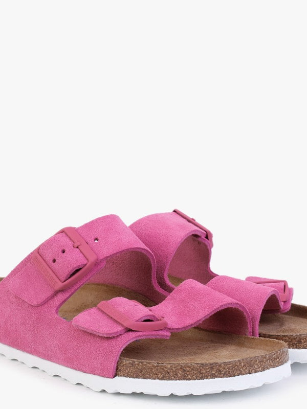 Arizona Soft Foot-Bed Fuchsia Tulip Suede Two Bar Mules