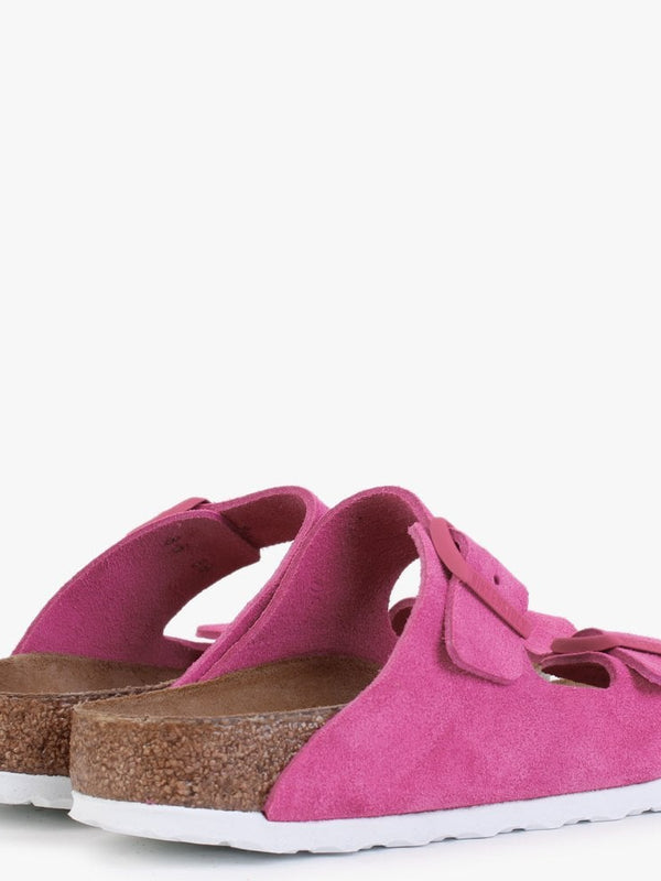 Arizona Soft Foot-Bed Fuchsia Tulip Suede Two Bar Mules
