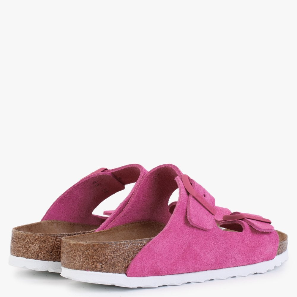 Arizona Soft Foot-Bed Fuchsia Tulip Suede Two Bar Mules