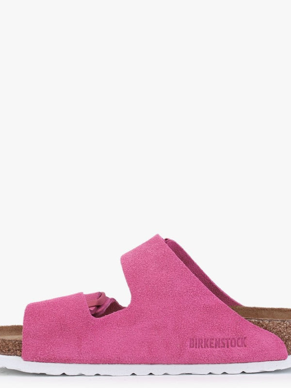 Arizona Soft Foot-Bed Fuchsia Tulip Suede Two Bar Mules