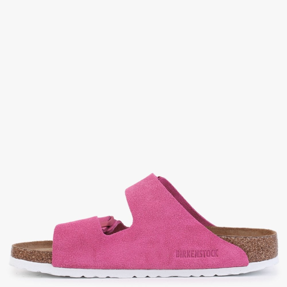 Arizona Soft Foot-Bed Fuchsia Tulip Suede Two Bar Mules