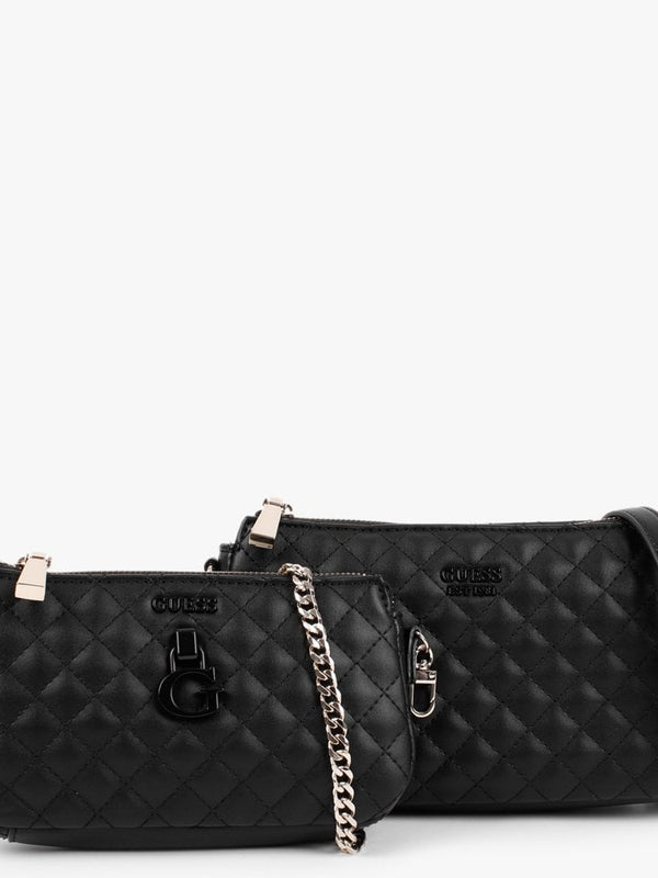 Rue Rose Black Quilted Double Pouch Cross-Body Bag