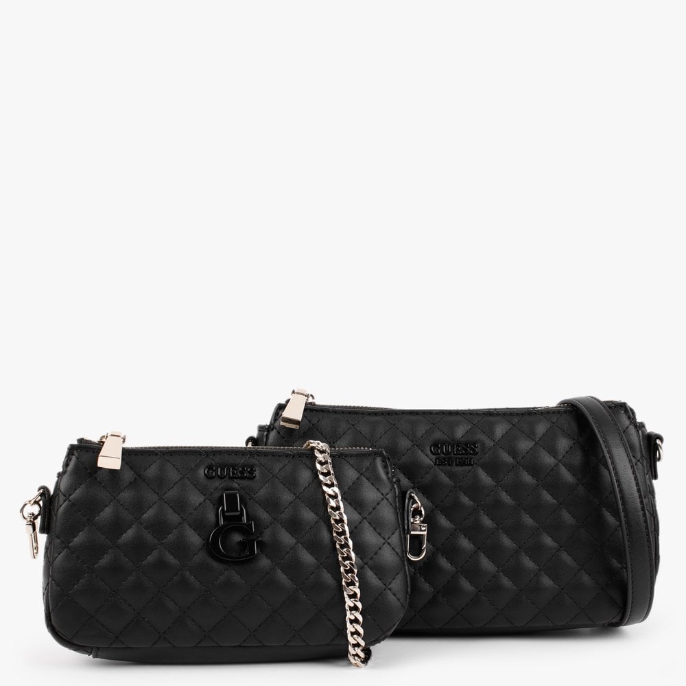 Rue Rose Black Quilted Double Pouch Cross-Body Bag