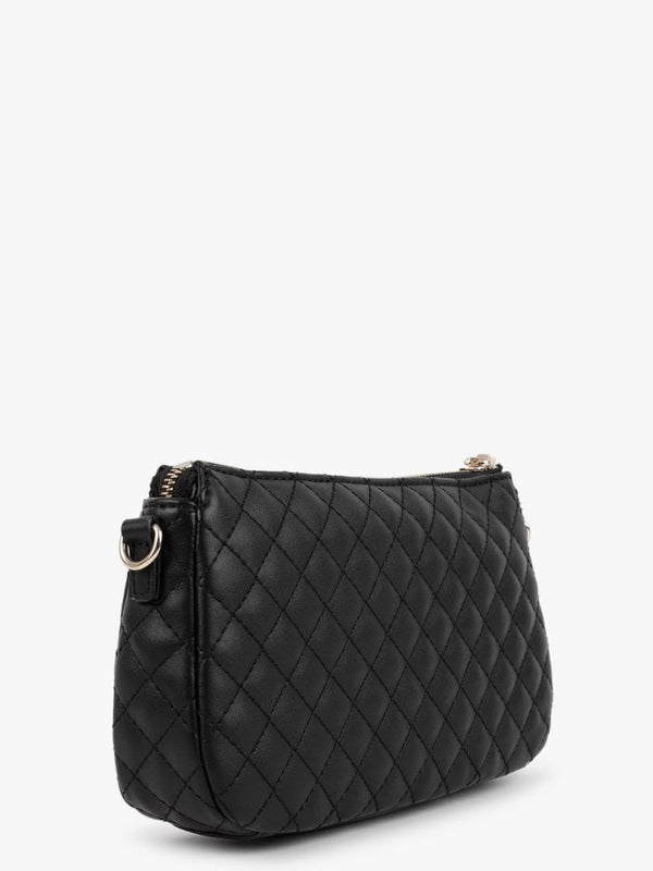 Rue Rose Black Quilted Double Pouch Cross-Body Bag