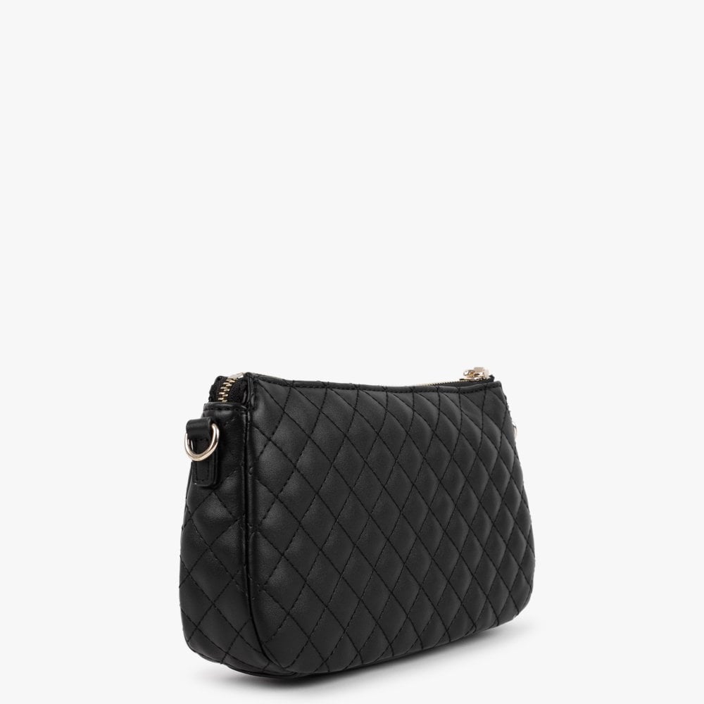 Rue Rose Black Quilted Double Pouch Cross-Body Bag