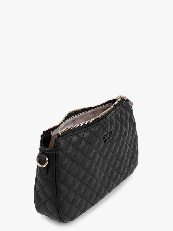 Rue Rose Black Quilted Double Pouch Cross-Body Bag