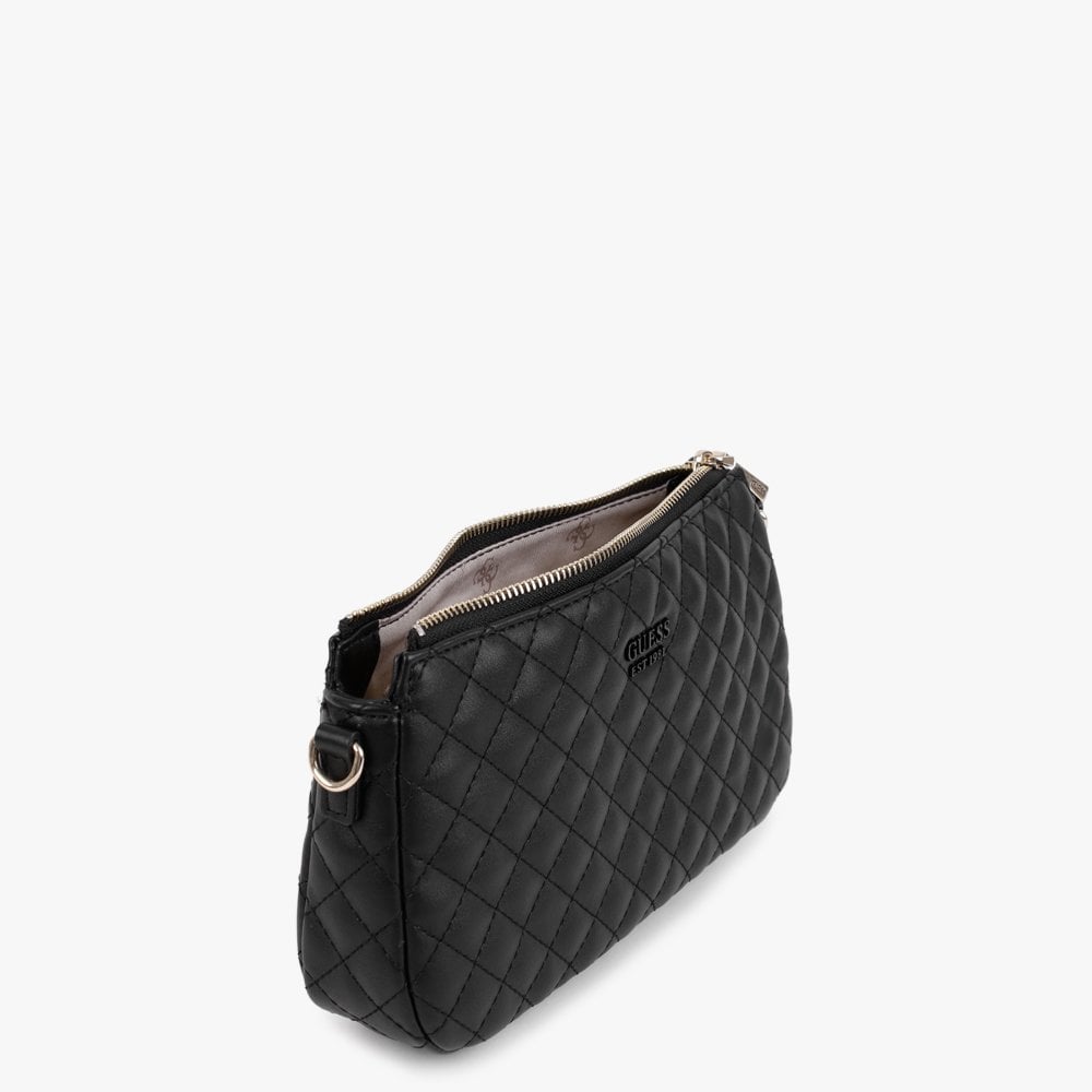 Rue Rose Black Quilted Double Pouch Cross-Body Bag