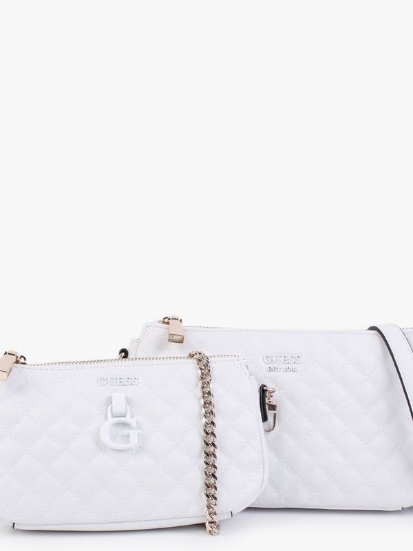 Rue Rose White Quilted Double Pouch Cross-Body Bag