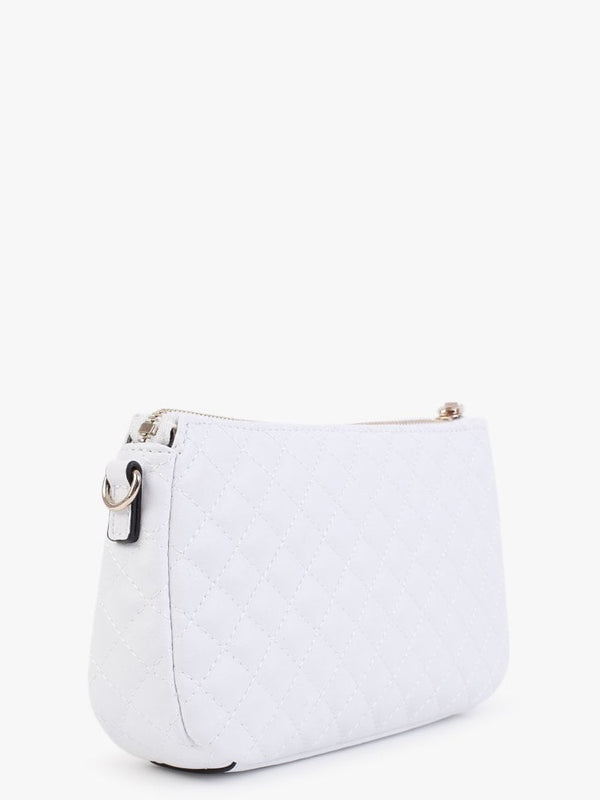 Rue Rose White Quilted Double Pouch Cross-Body Bag