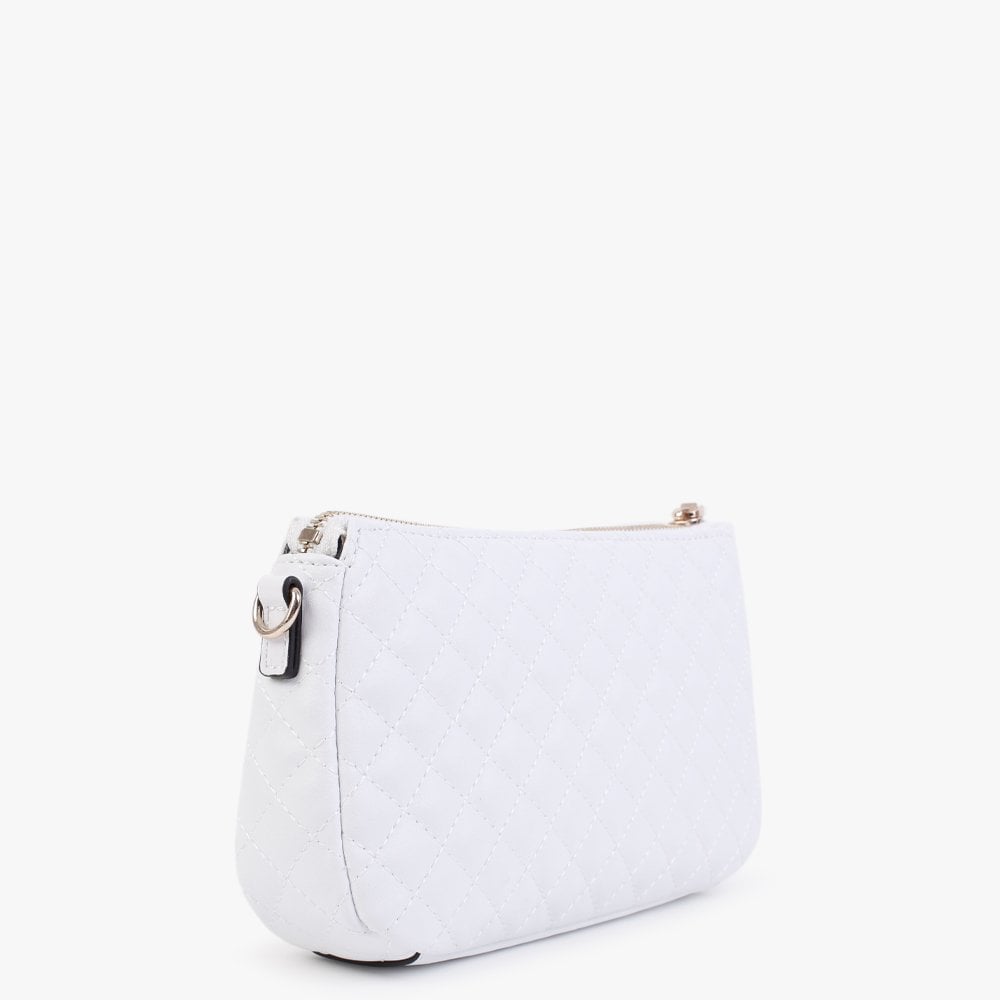 Rue Rose White Quilted Double Pouch Cross-Body Bag