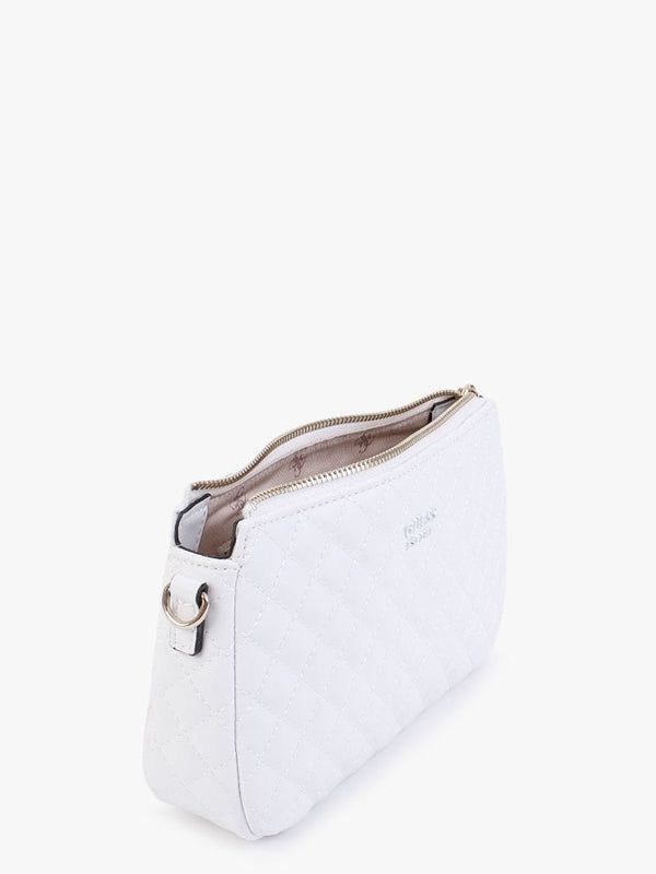 Rue Rose White Quilted Double Pouch Cross-Body Bag