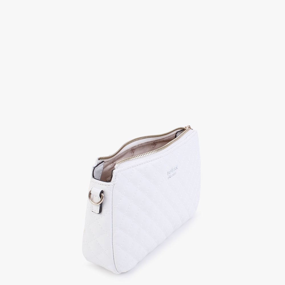 Rue Rose White Quilted Double Pouch Cross-Body Bag