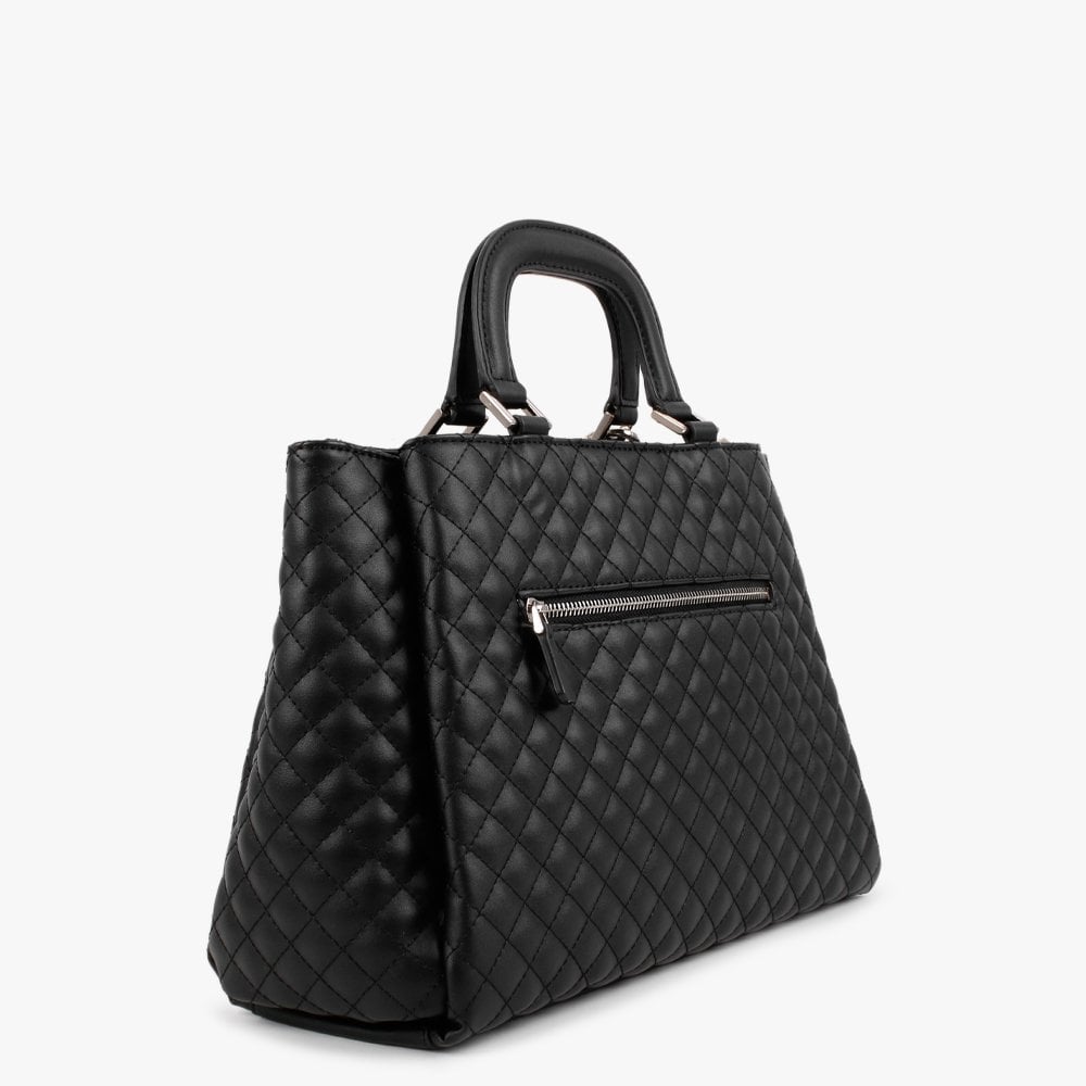 Rue Rose Girlfriend Black Quilted Satchel Bag