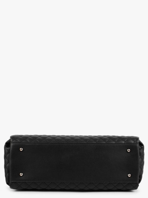 Rue Rose Girlfriend Black Quilted Satchel Bag