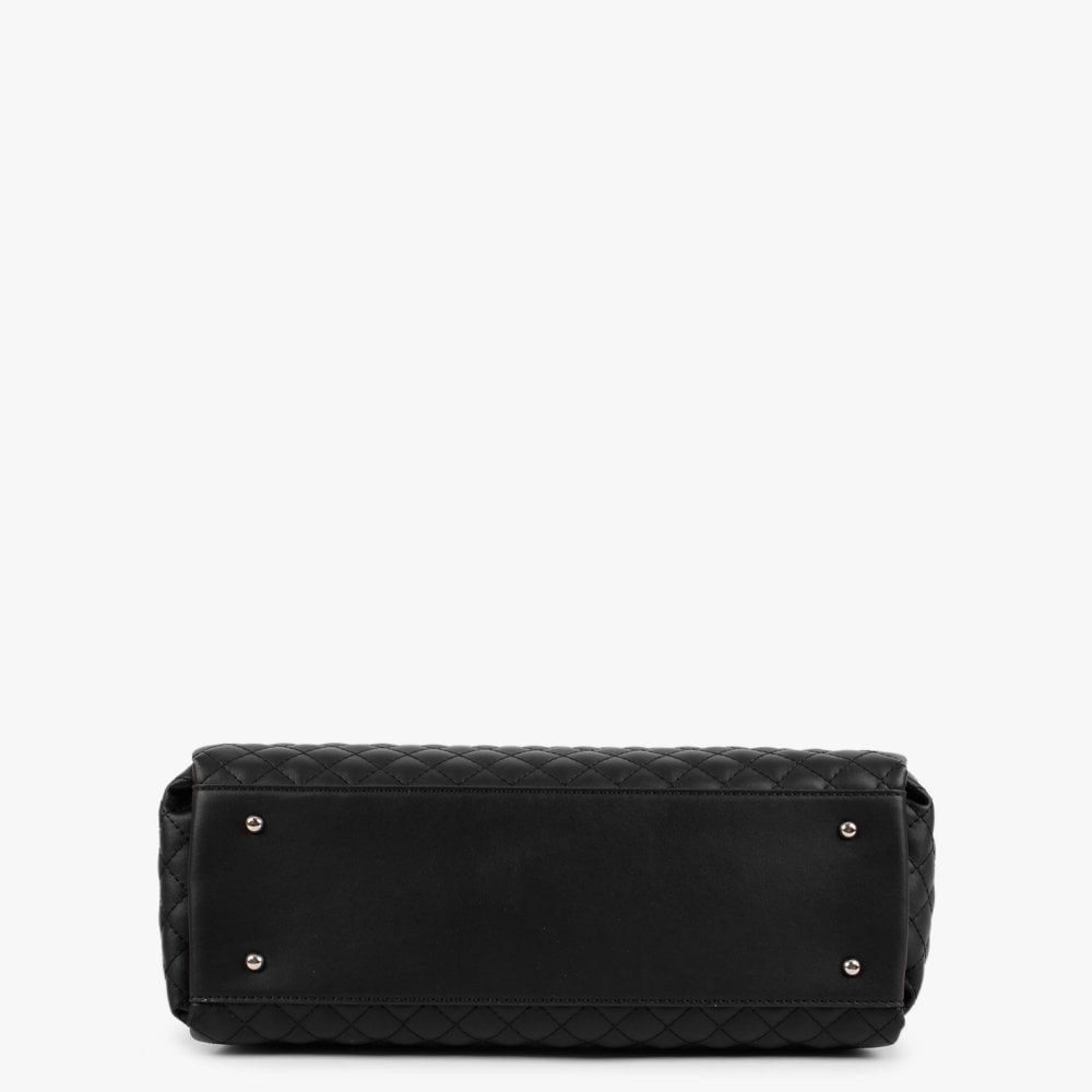 Rue Rose Girlfriend Black Quilted Satchel Bag