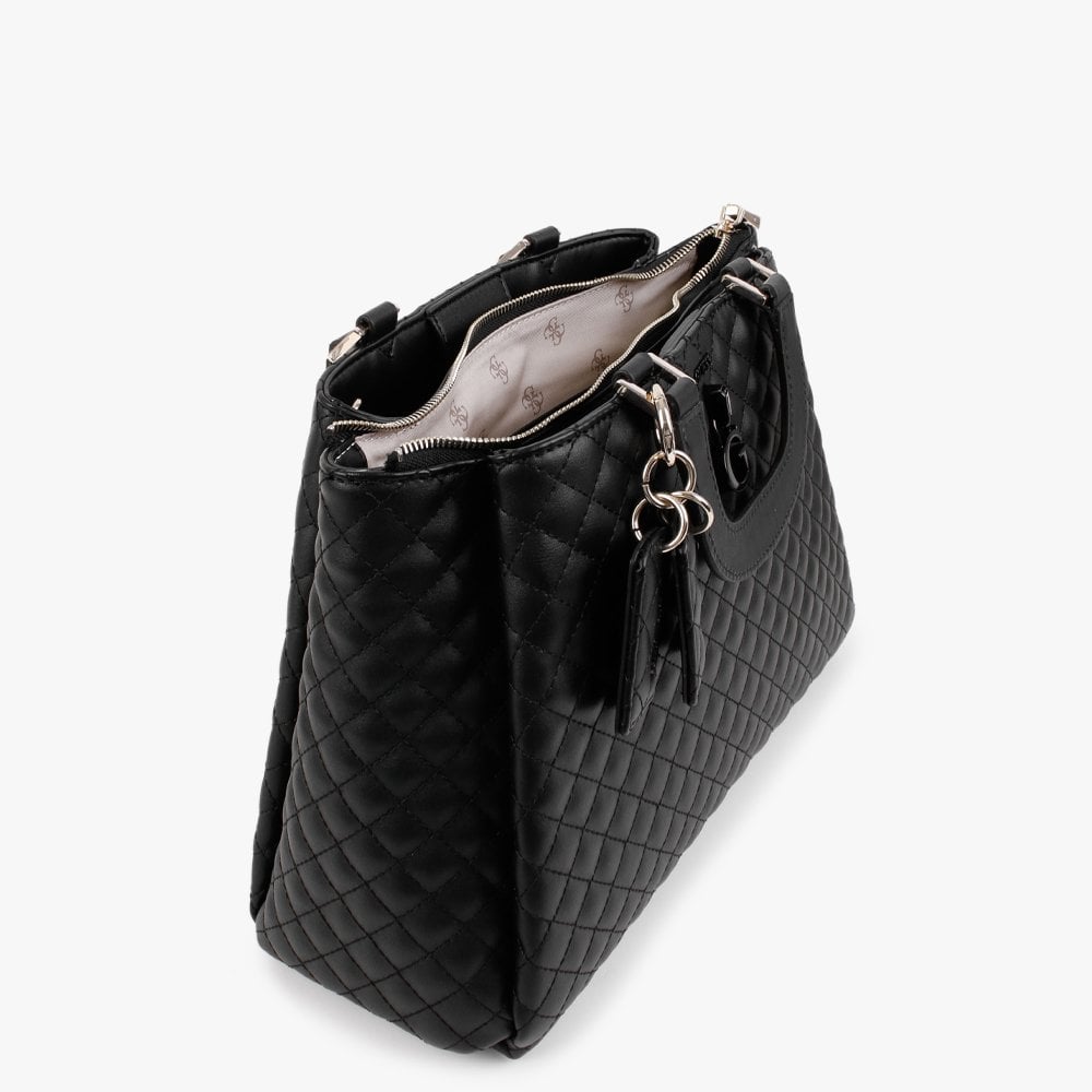 Rue Rose Girlfriend Black Quilted Satchel Bag