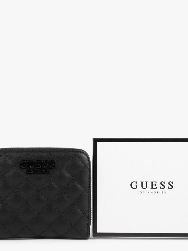 Small Rue Rose Black Zip Around Wallet