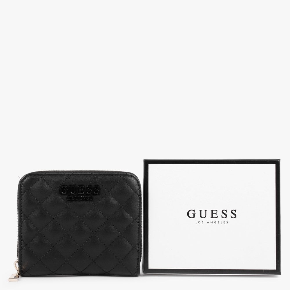 Small Rue Rose Black Zip Around Wallet