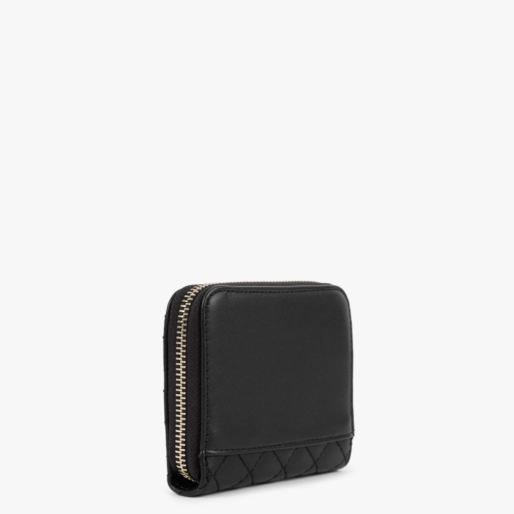 Small Rue Rose Black Zip Around Wallet